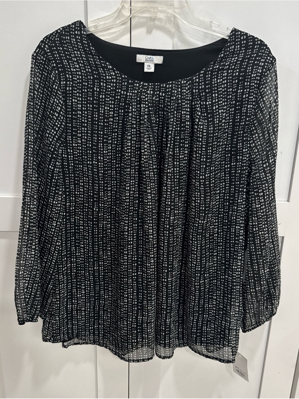 NWT Croft & Barrow Black Patterned Blouse XXL flowy lined